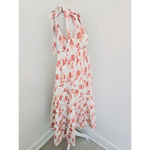 House of Harlow 1960 Linen Blend Midi Maxi Tiered Cottagecore Sleeveless Dress M - Picture 6 of 15